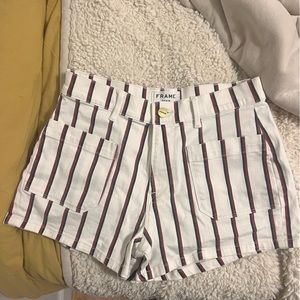 Frame Denim striped high waisted shorts